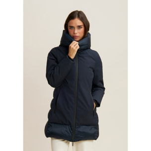 Piumino lungo donna opaco e lucido con cappuccio