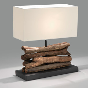 Kave Home - Lampada da tavolo Sahai in legno riciclato