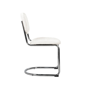 Lot de 2 chaises cantilever arrondie métal. tissu chenille beige et pieds chromés - L 47 x P 54.5 x H 81cm - Maloa