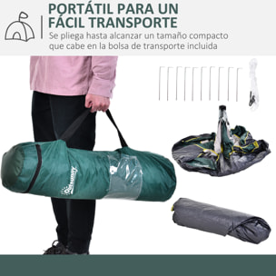 Tienda de Campaña para 3 Personas Tienda Camping Plegable con 1 Puerta 3 Ventanas Bolsa de Transporte y Apertura Automática para Playa Parque 205x195x135 cm Verde