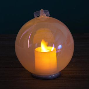 Sfera con Candela con Led - Pezzi 6 - Colore Bianco - 10x10Hx10cm - Bianchi Dino