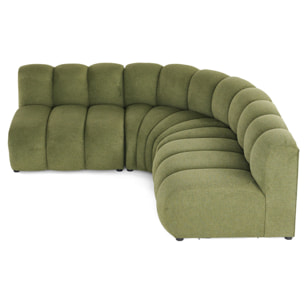 Debbie - canapé modulable d'angle réversible 4 places en tissu texturé - Vert