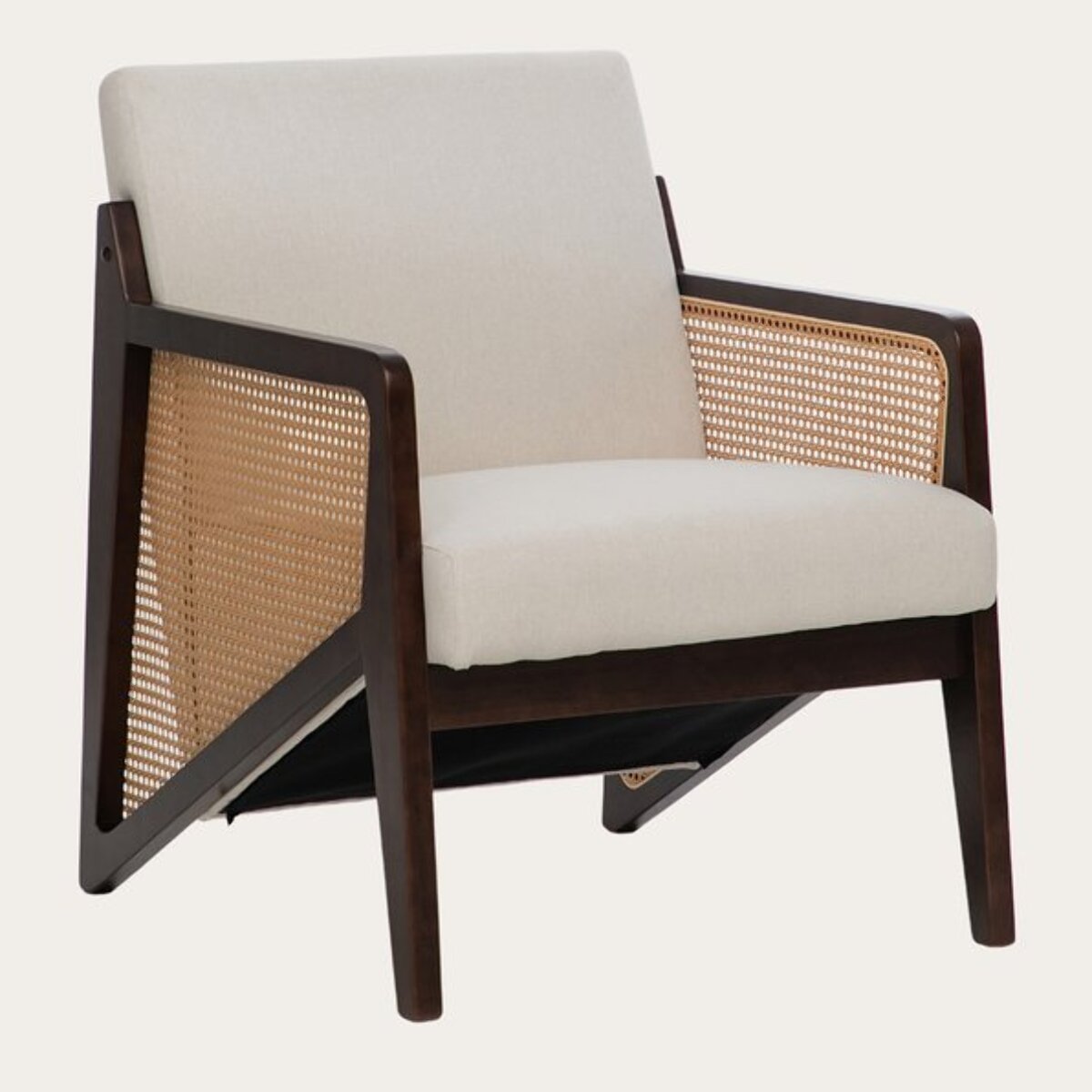 Fauteuil Zelva -bois massif dhévéa et revêtement-couleur noyer 64 x 84 x 80 cm