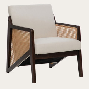 Fauteuil Zelva -bois massif dhévéa et revêtement-couleur noyer 64 x 84 x 80 cm