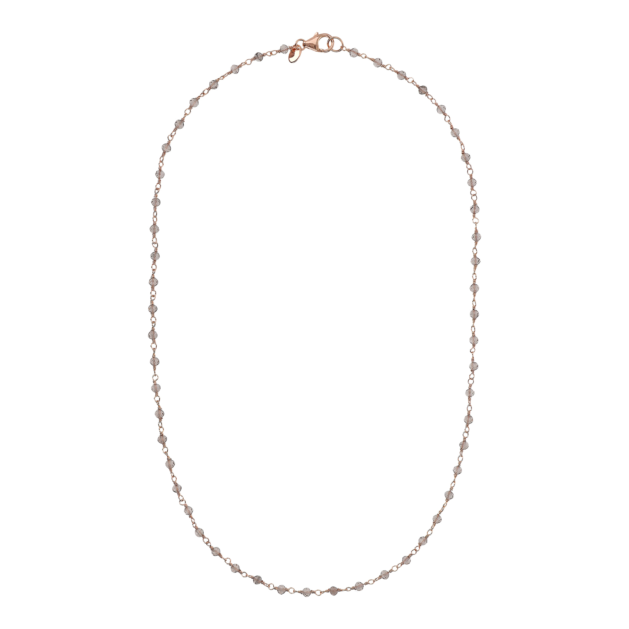 Collana Rosario Girocollo in Quarzo Grigio Sfaccettato