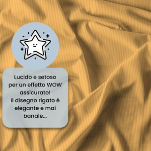 PARURE COPRIPIUMINO SATIN STRIPES, 100% Raso di Poliestere, Made in Italy, No Stiro - ARANCIONE