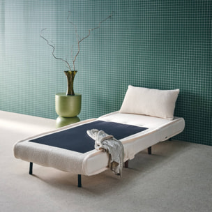 Chauffeuse convertible bouclette piétement bois 1 place crème Guest