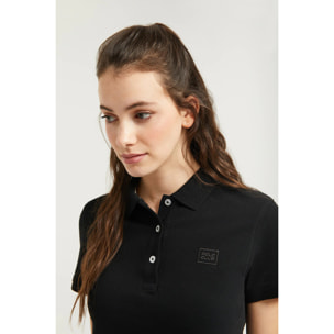 Polo de manga corta piqué negro con logo Polo Club