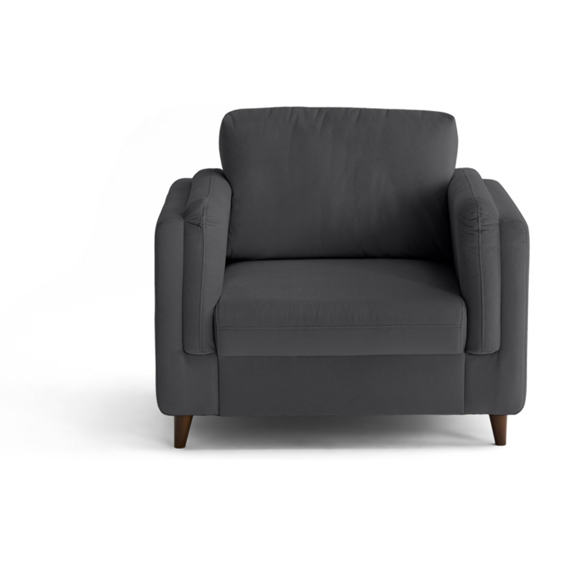 Brooke - fauteuil en velours pieds en bois - Gris foncé