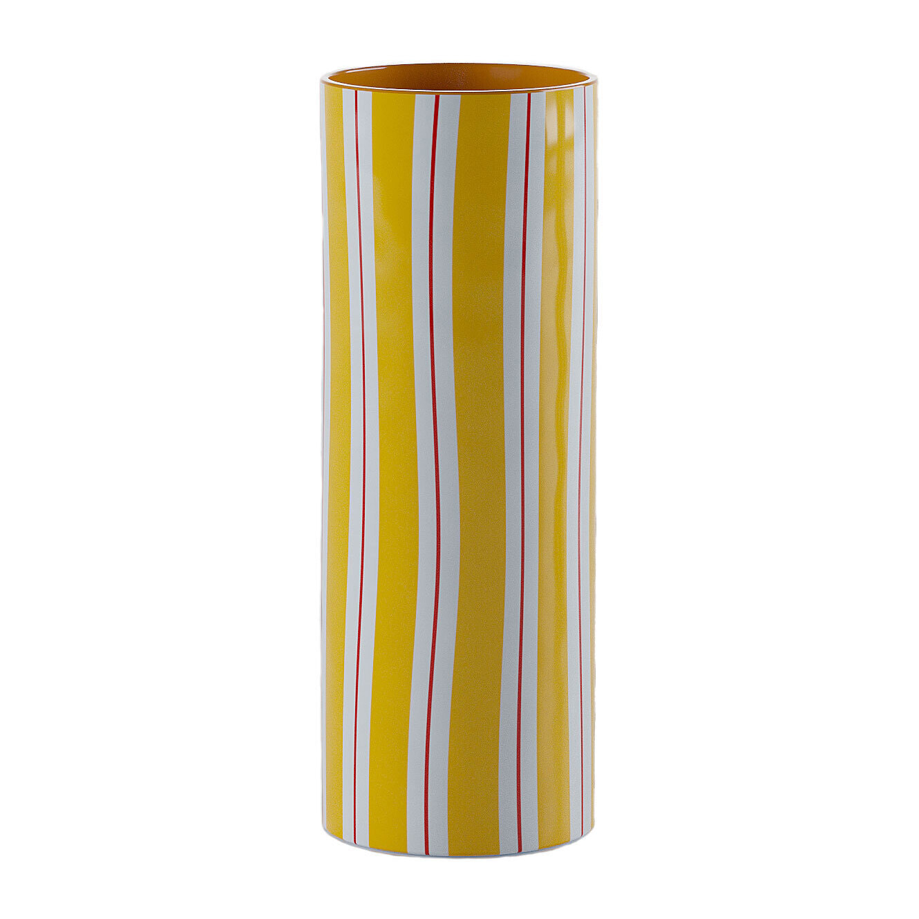 Vase cylindrique à rayures jaune, grand modèle