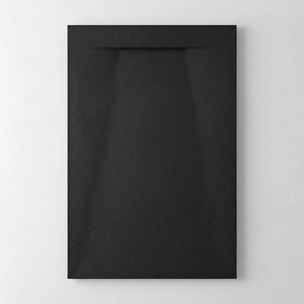PixL 120x80 cm receveur de douche rectangulaire à poser en résine composite avec surface effet pierre, noir (CERAPX12080B)