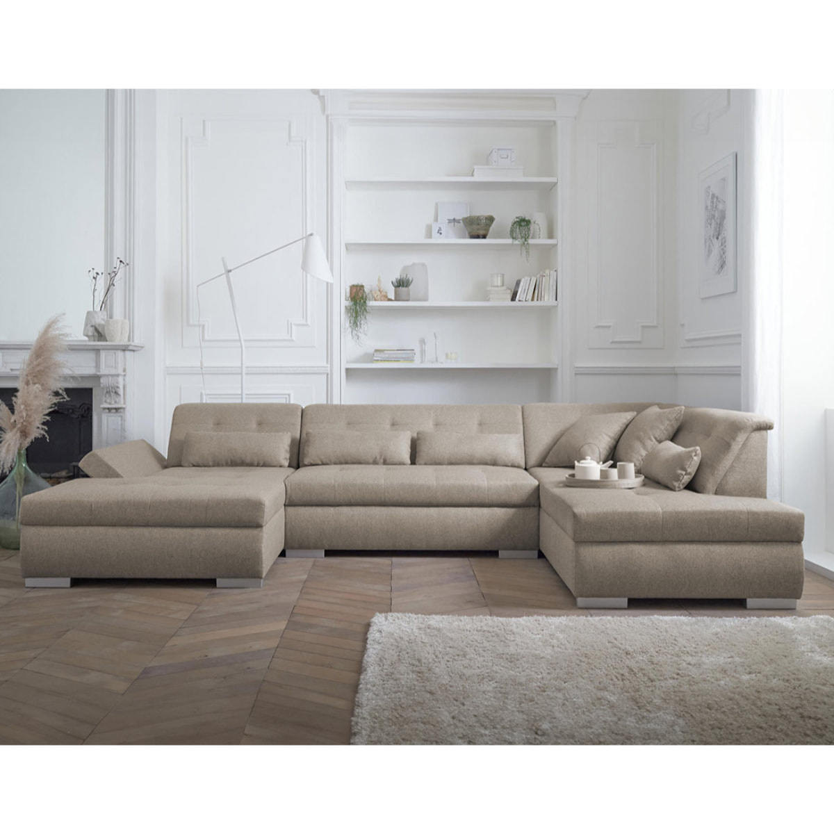 Vermont - canapé panoramique d'angle droit - 7 places - XXL - Beige