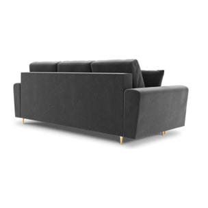 Canapé convertible avec coffre de rangement "Kyoto" 3 places en velours gris clair