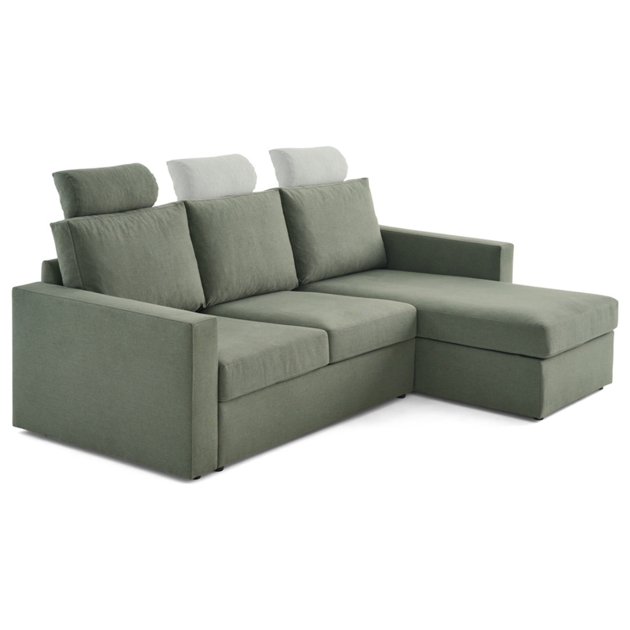 Barrie - canapé d'angle réversible 4 places avec têtière amovible en tissu - Vert