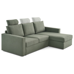 Barrie - canapé d'angle réversible 4 places avec têtière amovible en tissu - Vert