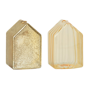 J-Line décoration Maison - verre - or - small - 2 pcs