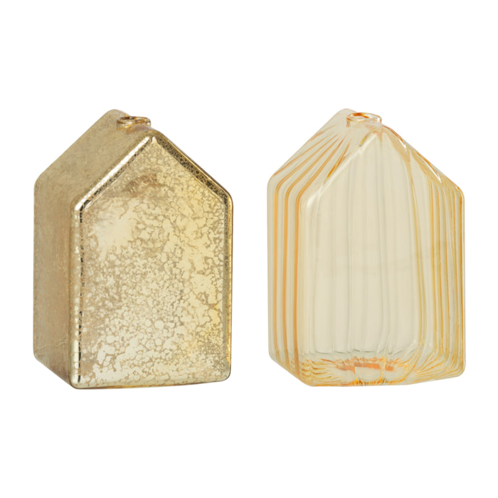 J-Line décoration Maison - verre - or - small - 2 pcs
