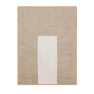 Tableau beige et blanc décoratif sur lin avec cadre en bois peint à la main à la peinture à l'huile en différentes tailles