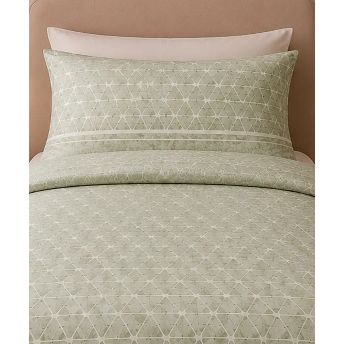 Parure Copripiumino Geo Verde in Cotone 100% Made in Italy, Stampa Digitale HD