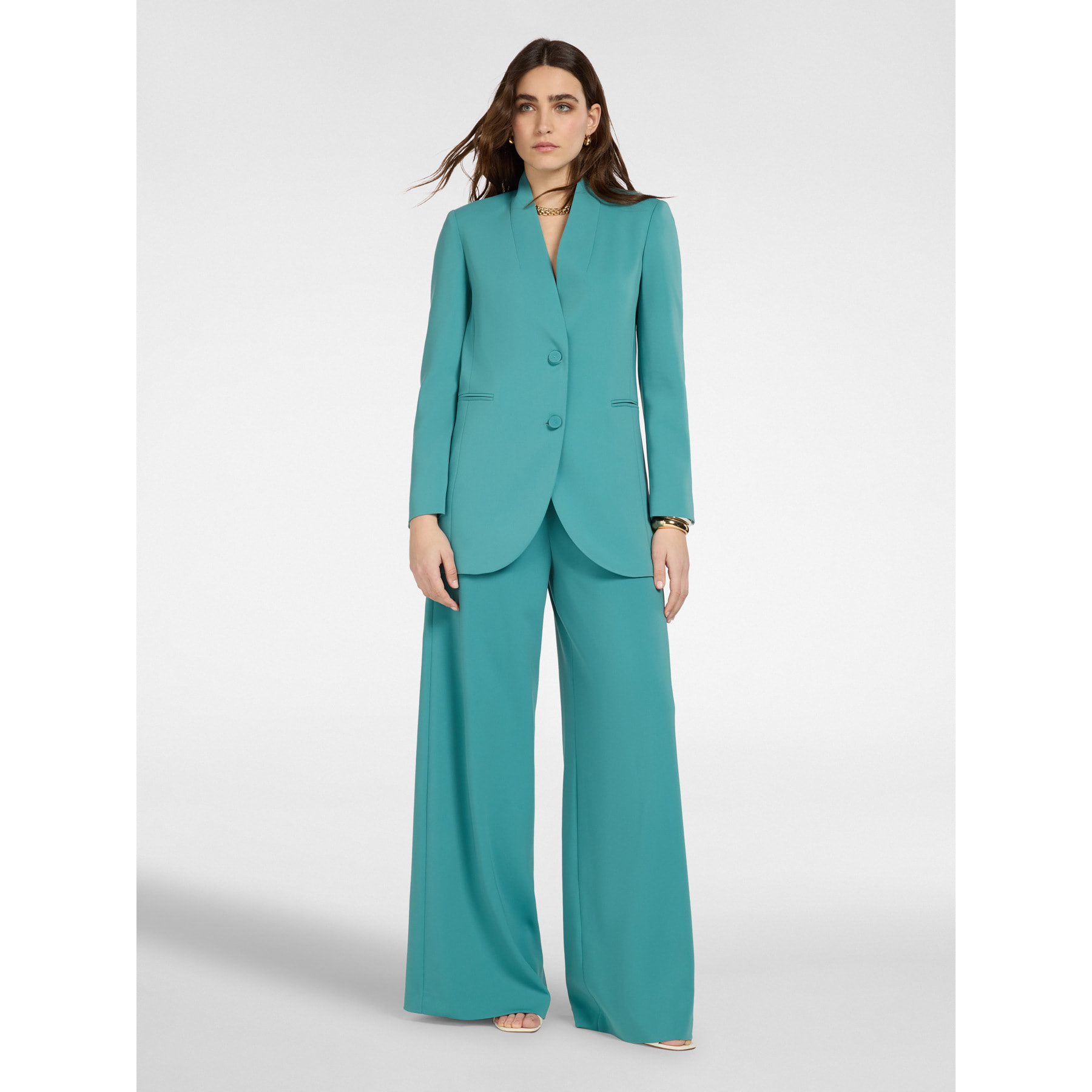 Elena Mirò - Pantaloni palazzo in cady - Verde acqua