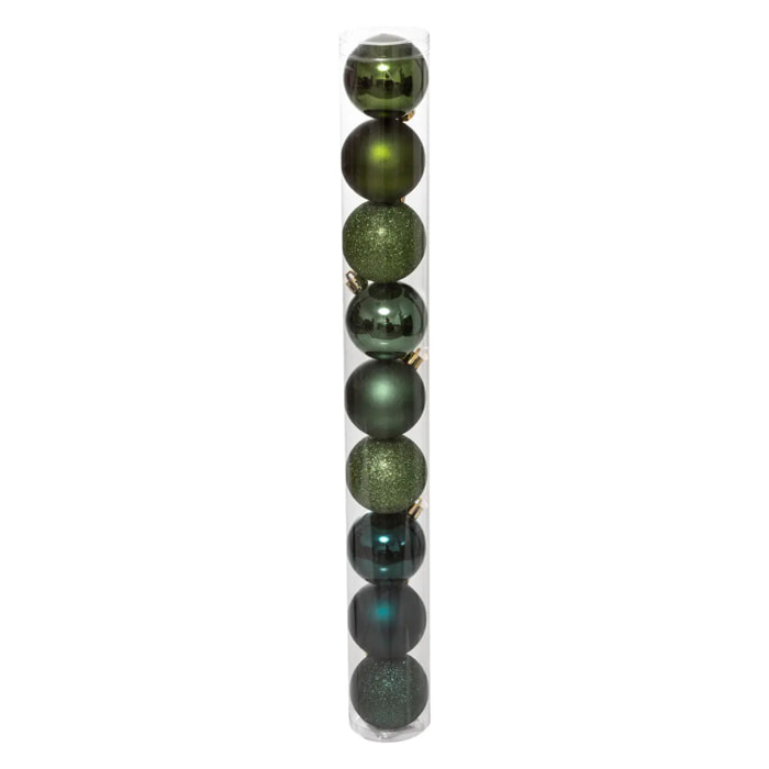 Lot de 9 boules D.6cm olive