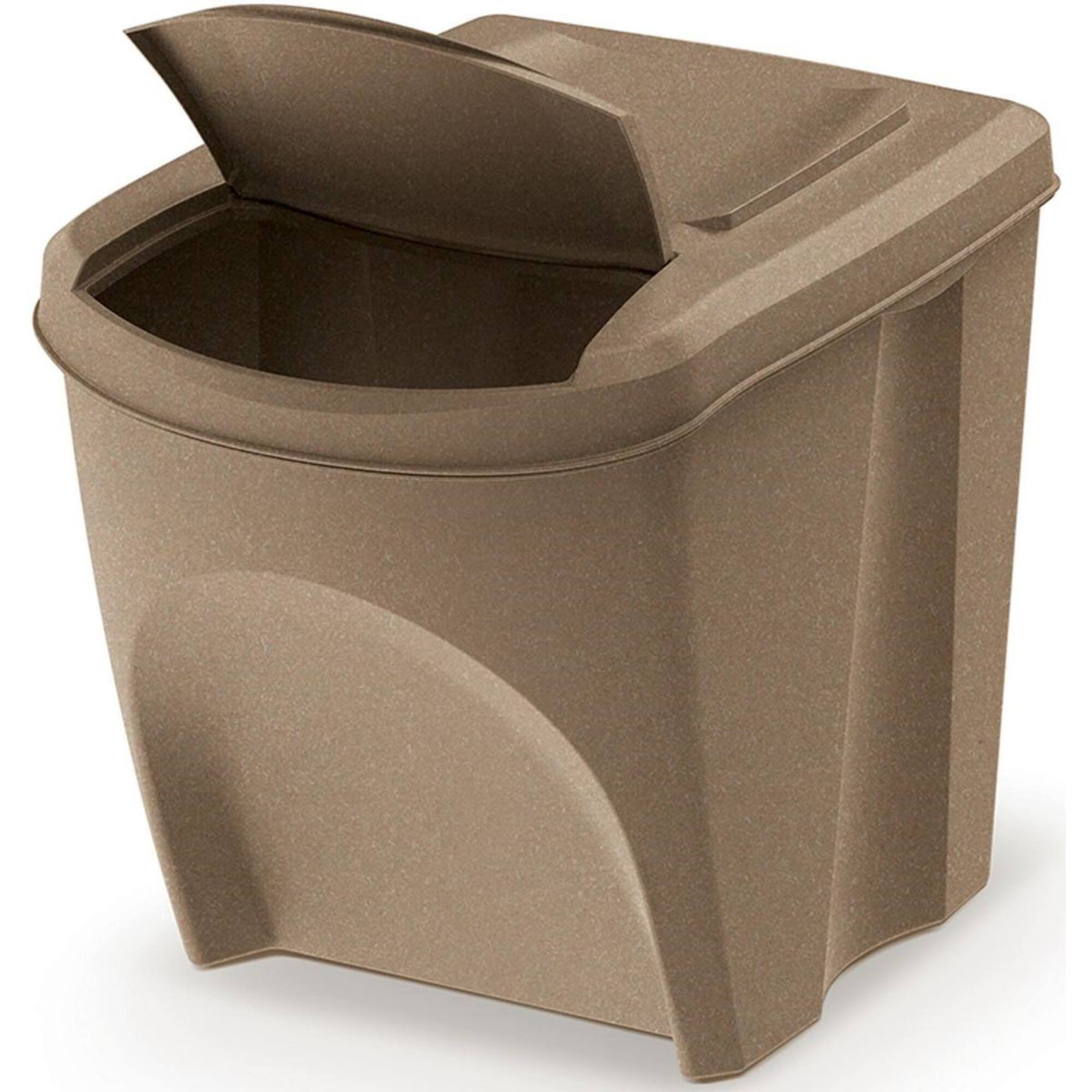 Set de 3 cubos de basura papelera reciclaje, marrón eco, volumen 3x25l