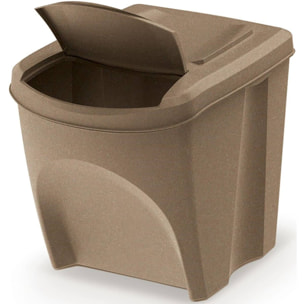 Set de 3 cubos de basura papelera reciclaje, marrón eco, volumen 3x25l