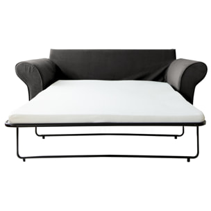Canapé 3 places convertible en velours gris OSCAR