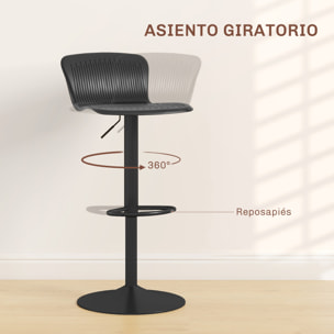 Conjunto de 2 Taburetes Altos de Cocina Sillas Altas de Cocina Giratorias con Respaldo y Altura Ajustable Carga 120 kg para Bar Salón Comedor Negro