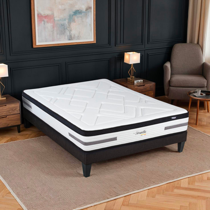 Ensemble Matelas Ressorts ensachés Versailles avec sommier en bois