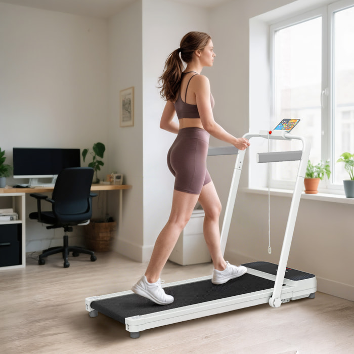 Cinta de Correr Plegable 10% Inclinación, Andar Caminadora Eléctrica 0-12 KM/H, Debajo del Escritorio 2 en 1 con 2.5HP, Pantalla LED, Control Remoto y Soporte Integrado, para Casa y Oficina