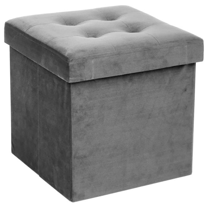 Pouf pliant "Lysandre" velours gris souris
