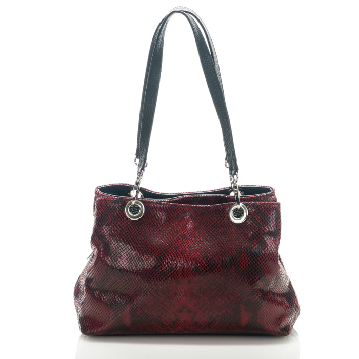 Borsa Donna in vera pelle Made in Italy colore Rosso dimensioni cm 30x27x12