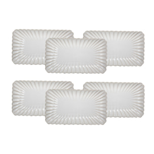 Lot de 6 grandes assiettes rectangulaires, Coquillage