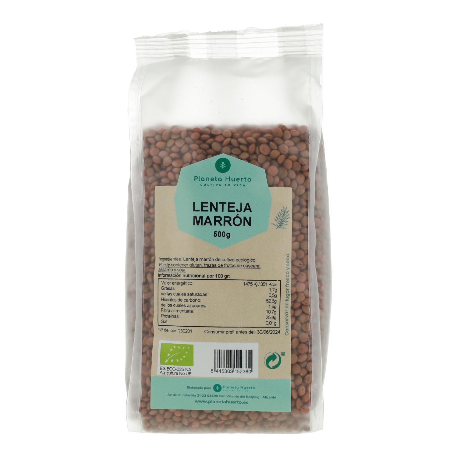 PLANETA HUERTO | Lentejas Marrones ECO 500 g - Legumbre Nutritiva y Versátil para Recetas Saludables