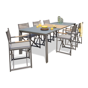 HONFLEUR - Ensemble repas de jardin 6 places en aluminium gris anthracite