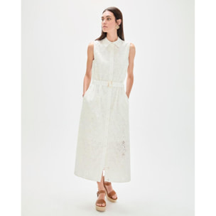 abito midi con colletto a camicia e cintura