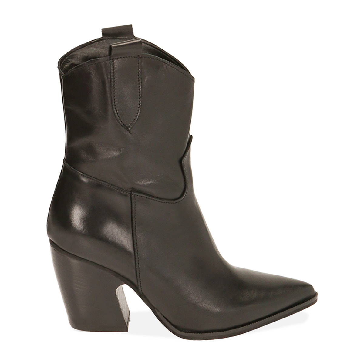 Camperos neri in pelle, tacco 9 cm