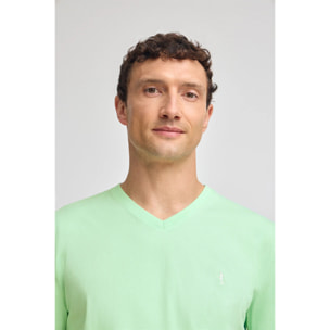 Maglietta menta a maniche corte e scollo a V con ricamo Rigby Best