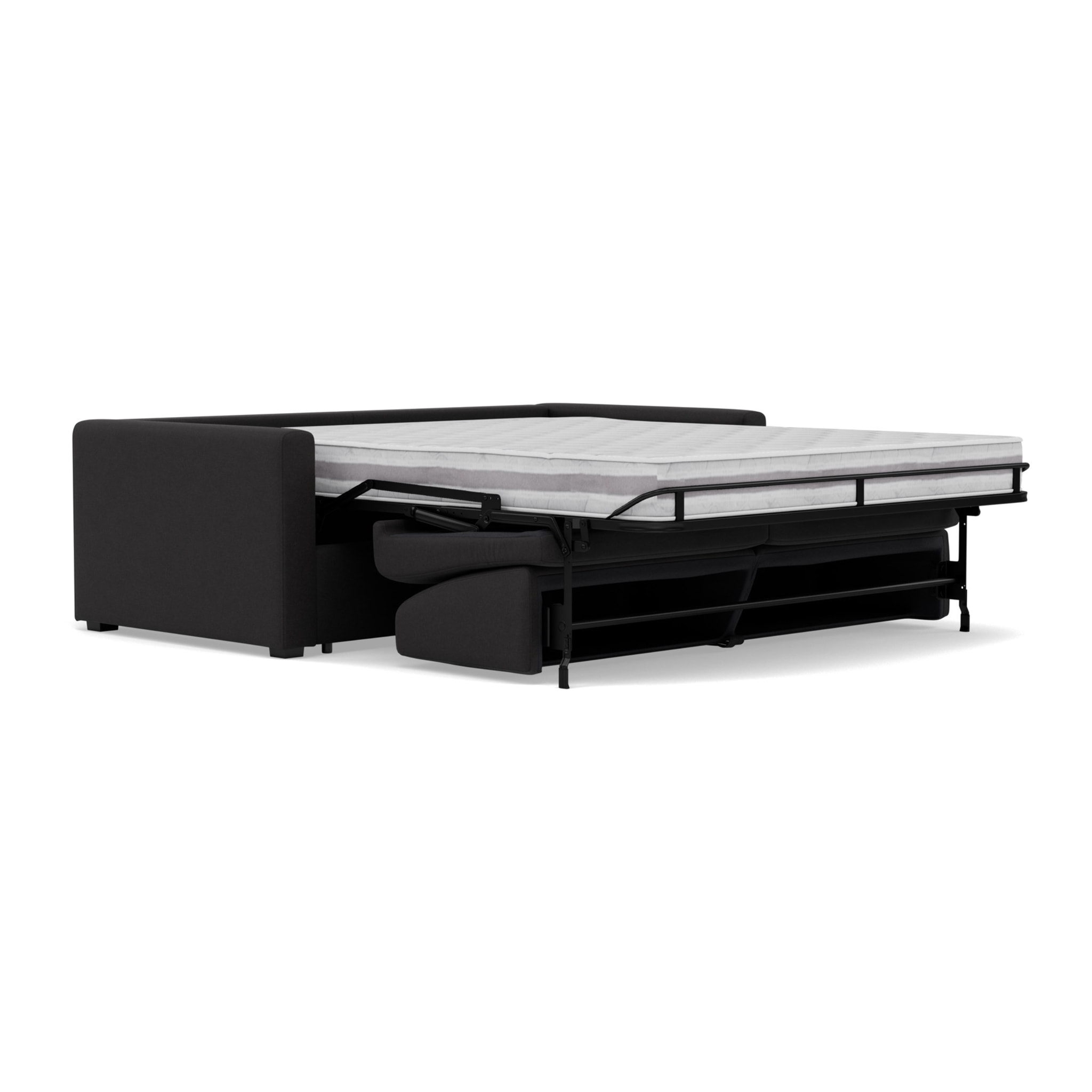 Julia - canapé 3 places convertible couchage quotidien matelas 18 cm en tissu - Noir