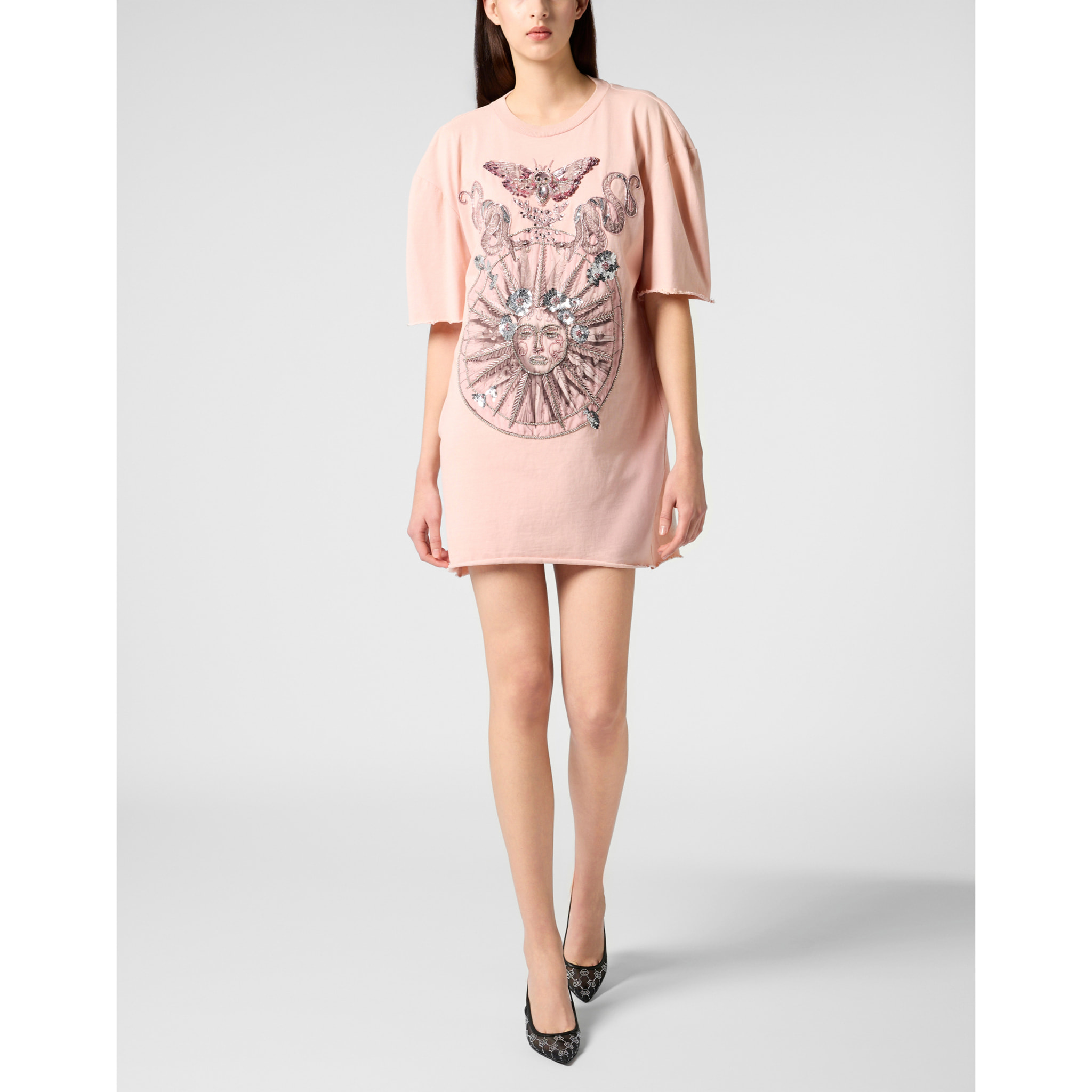 PHILIPP PLEIN Open Back T-Shirt Dress Butterfly Tattoo