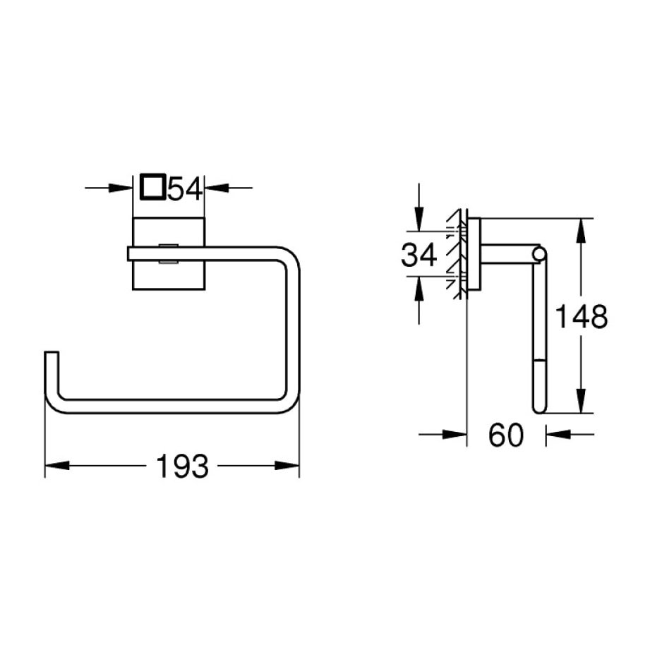 GROHE QuickFix - Start Cube - Anneau porte-serviette - Finition Supersteel 40975DC0 (à visser ou à coller)
