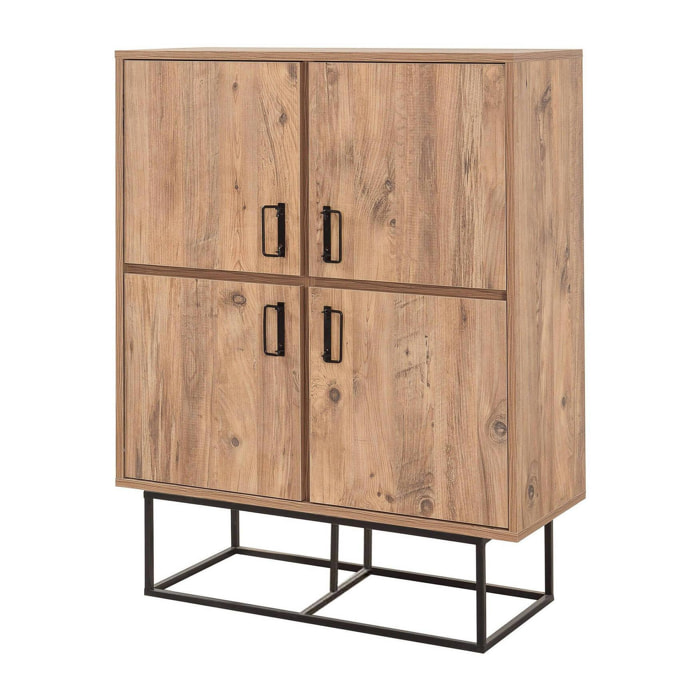 Credenza Dfagg, Buffet da soggiorno, Madia da salotto, Dispensa da cucina, 93x36h115 cm, Quercia e Nero