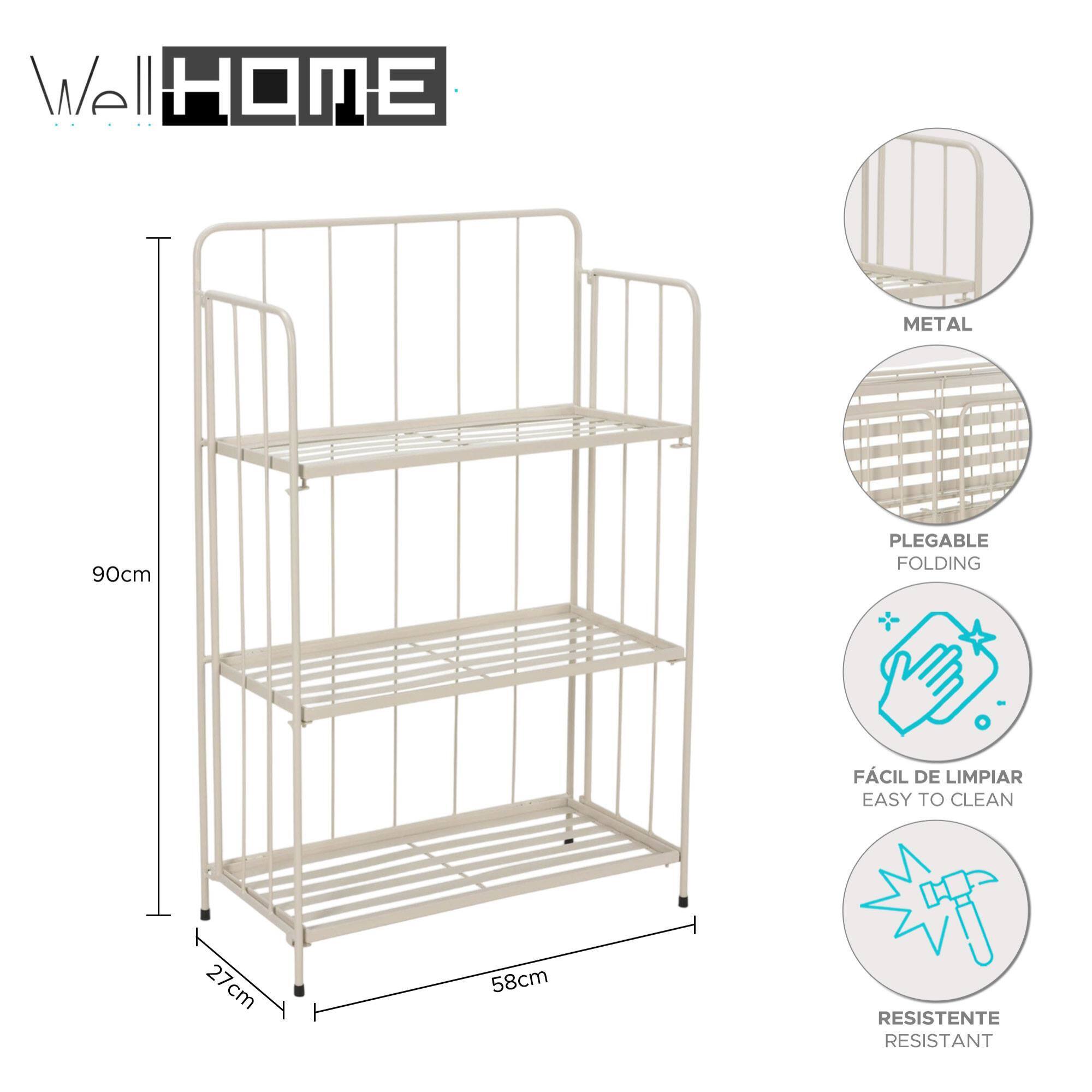 Well home - jardinera de 3 niveles en metal caliza de diseño plegable h.90cm