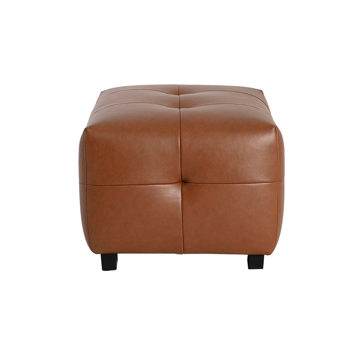 Pouf repose-pieds design en cuir marron CORTO