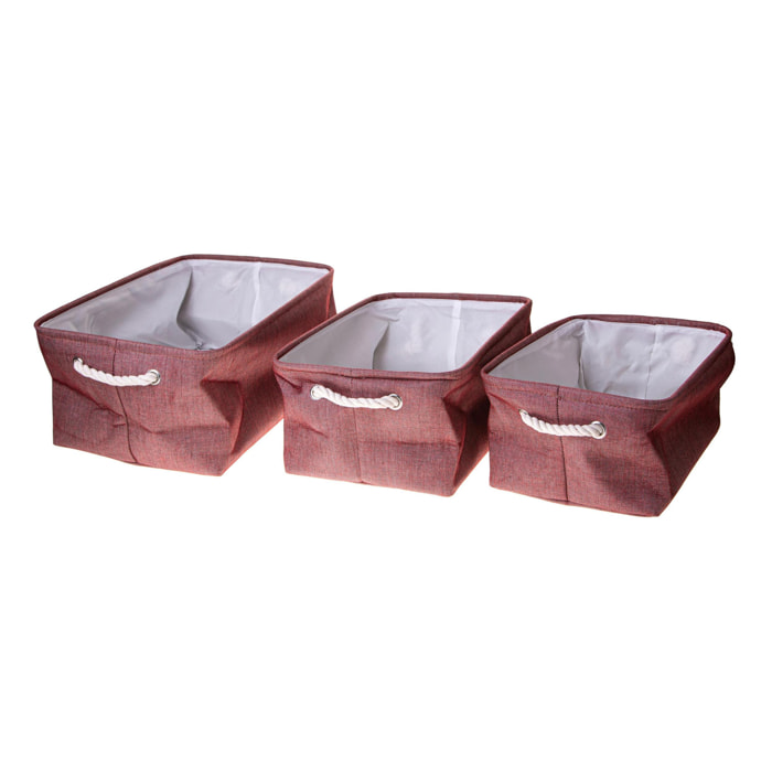 Serie Da 3 Contenitori St.45 Cm - Pezzi 1 - 45X22X32cm - Colore: Rosso - Bianchi Dino - Decorazioni Varie