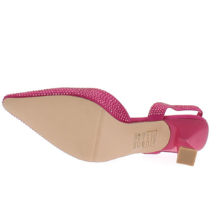 Marina Galanti Scarpe Donna Micro-strass Decollete Slingback Heeled 60 MG 1A122 Fuxia