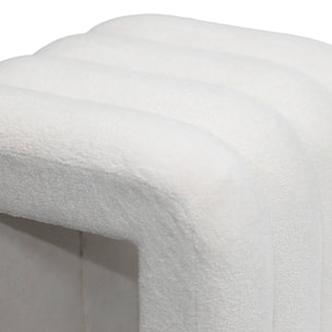 Set de 2 poufs contemporains en tissu blanc
