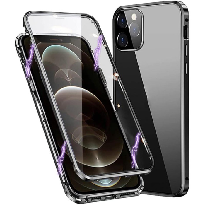 Coque 360 intégrale aimanté noir graphite et transparente iPhone 14 Pro
