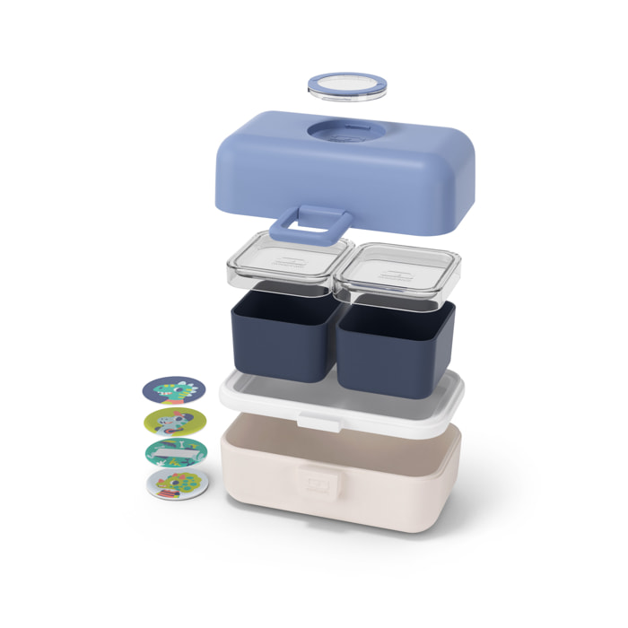 Lunch box à compartiments pour enfant Tresor 800ml Bleu/Crème